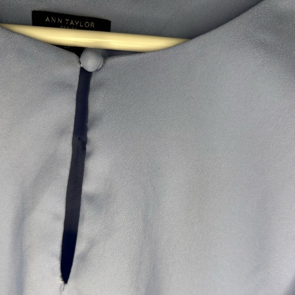 Ann Taylor Petite Peplum Blouse Ruffle Sleeve Womens Size LP Blue Career Office - Picture 4 of 7